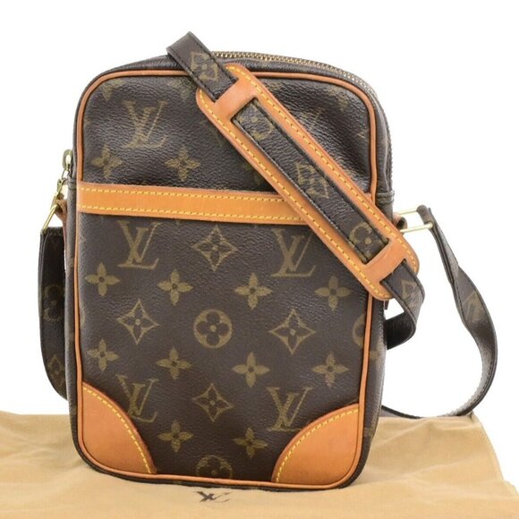 LOUIS VUITTON Danube Shoulder Bag Monogram Leather Brown France M45266 73ED900 - Picture 1 of 14